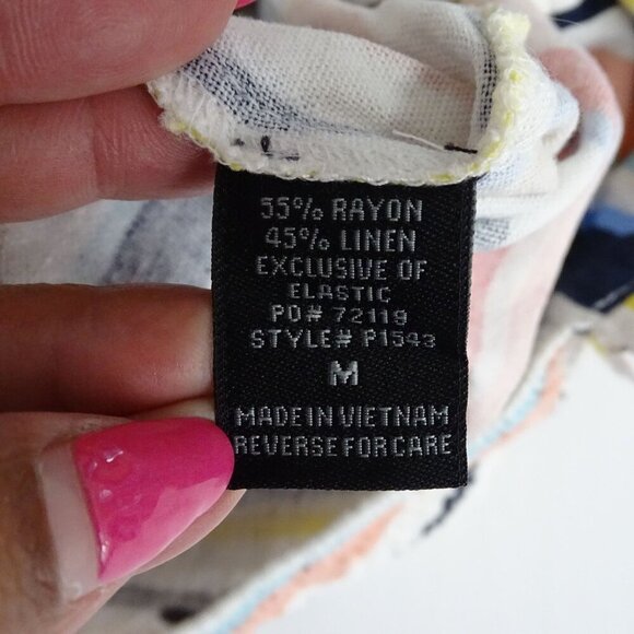 Forever 21 Sleeveless Multicolor Stripe Buttoned Romper Women Size M Rayon Linen - Picture 7 of 12